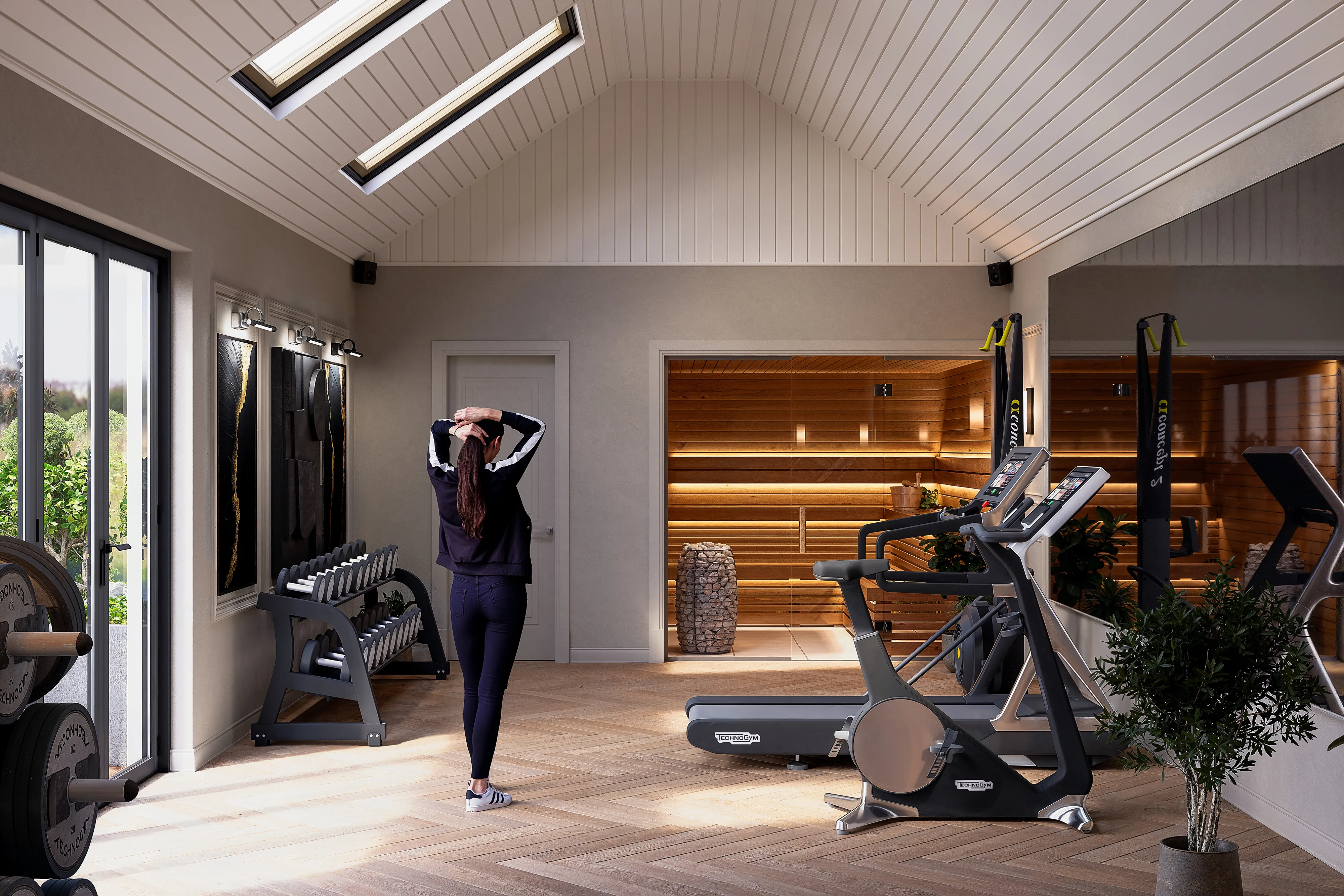 Premium architectural visualisation of a personal gym interior design within a historic home remodel