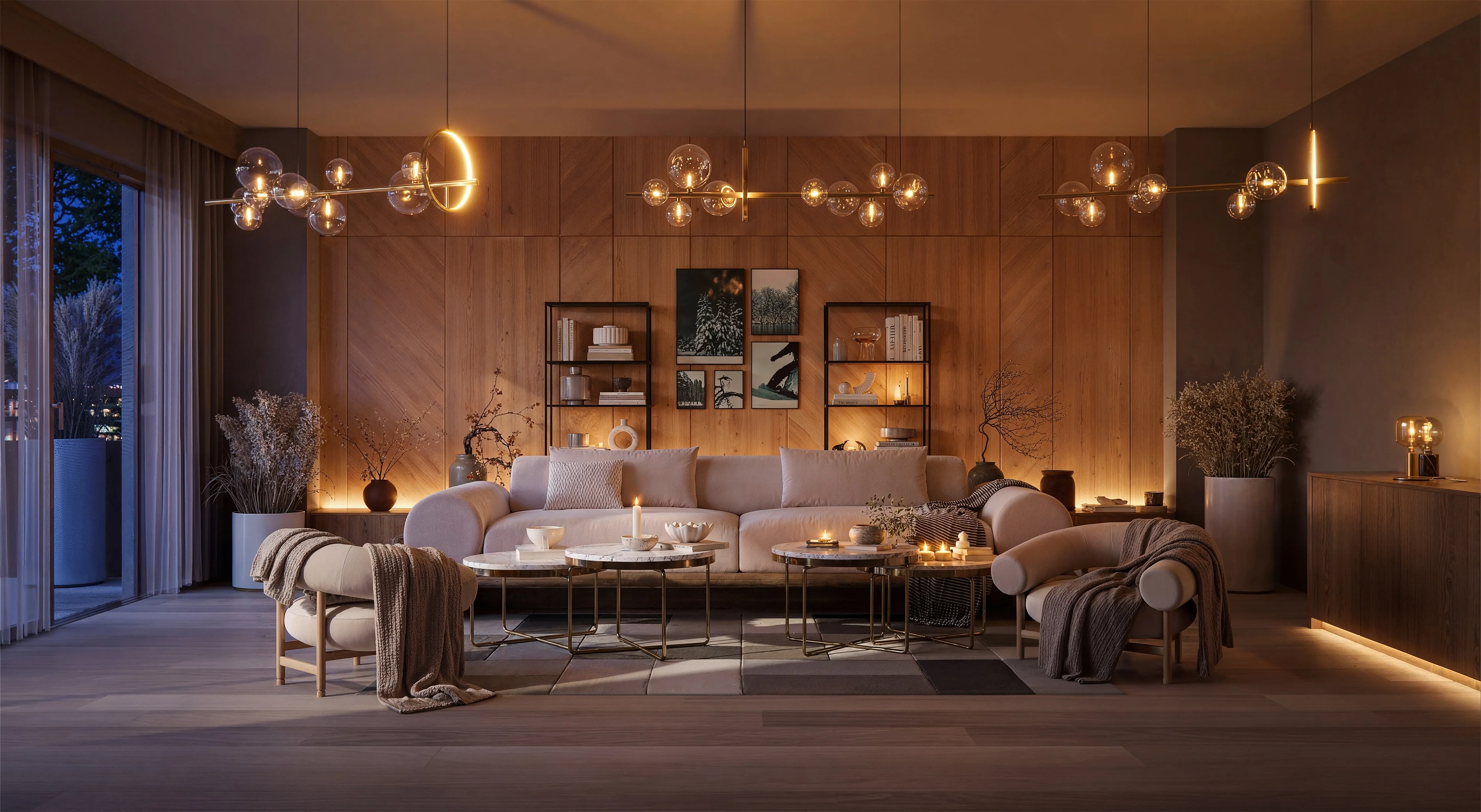 Natural Warm Living Space Design - tertiary view