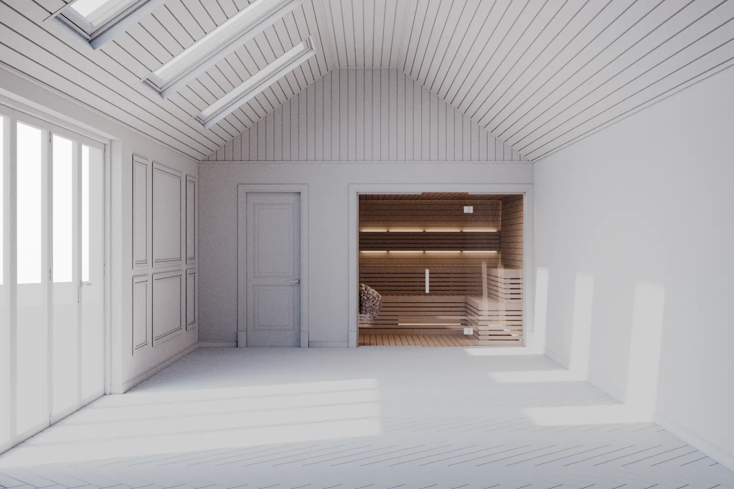 Clay draft 3D model at concept stage of architectural visualisation